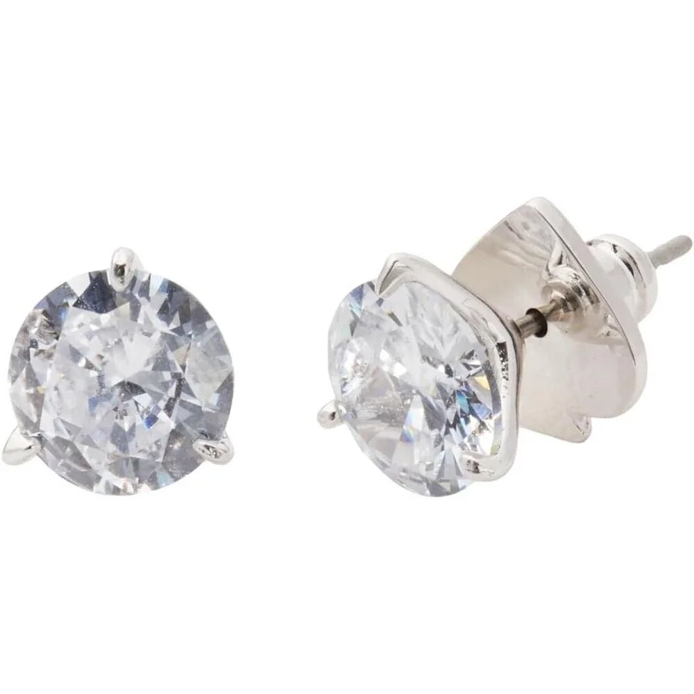 Kate Spade New York Brilliant Statements Trio Prong Studs Earrings Clear Silver